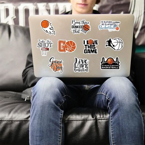 Basketball Stickers for Water Bottles Laptop Luggage, Icicrim Cute Basketball Stickers 50PCS Gifts for Kids Teens Boys, Vinyl Waterproof Sports Stickers Basketball Decals in Saudi Arabia