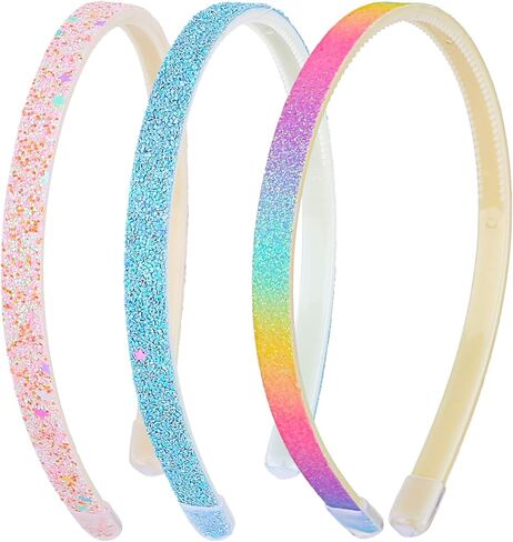 Glitter Headband, 4pcs Plastic Sparkly Cute Non Slip Chunky Hairbands, Thick Bling Confetti Rainbow Hair Bands with Teeth, Little Girls Colorful Hair Accessories in Kuwait