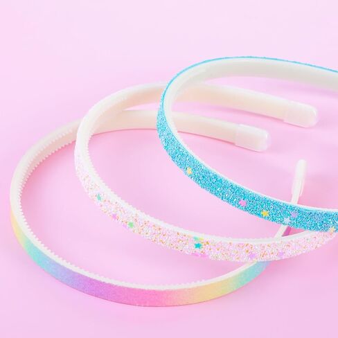 Glitter Headband, 4pcs Plastic Sparkly Cute Non Slip Chunky Hairbands, Thick Bling Confetti Rainbow Hair Bands with Teeth, Little Girls Colorful Hair Accessories in Kuwait