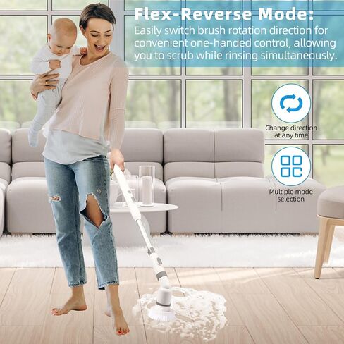 Electric Spin Scrubber, 2024 New, with Self-Clean, 3 Cleaning Modes, 8 in 1 for Bathroom Cleaning, Shower Scrubber with Long Handle, Power Scrubbers for Tiles and Tubs, Shower Cleaner Brush Electric in Saudi Arabia
