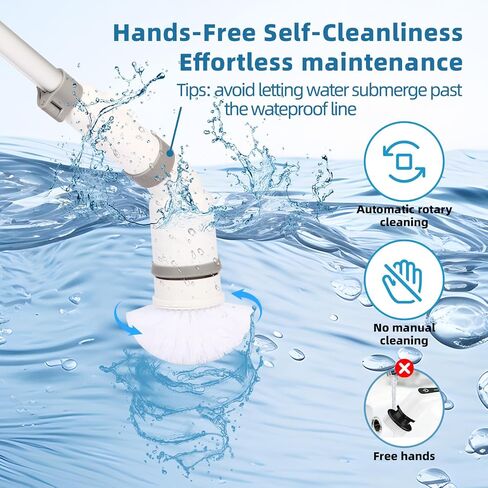 Electric Spin Scrubber, 2024 New, with Self-Clean, 3 Cleaning Modes, 8 in 1 for Bathroom Cleaning, Shower Scrubber with Long Handle, Power Scrubbers for Tiles and Tubs, Shower Cleaner Brush Electric in Saudi Arabia