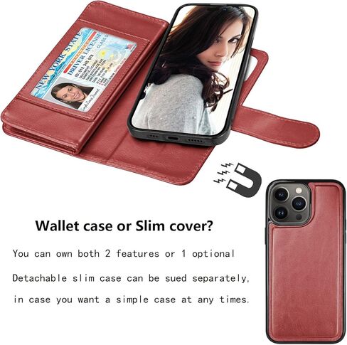 Njjex Wallet Case for iPhone 14 6.1" 2022, for iPhone 14 Case, [9 Card Slots] PU Leather ID Credit Holder Folio Flip [Detachable] Kickstand Magnetic Phone Cover & Lanyard for iPhone 14 [Black] in Kuwait
