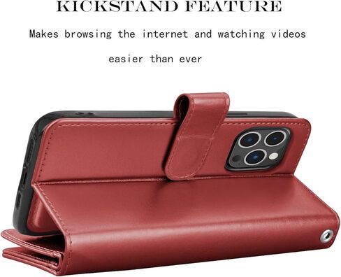 Njjex Wallet Case for iPhone 14 6.1" 2022, for iPhone 14 Case, [9 Card Slots] PU Leather ID Credit Holder Folio Flip [Detachable] Kickstand Magnetic Phone Cover & Lanyard for iPhone 14 [Black] in Kuwait