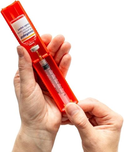 Vial Syringe Support for Omnipod users, Insulin transfer device for Type 1 Type 2 diabetes, Bottle Protector Case, Vial Holder (black) in Saudi Arabia