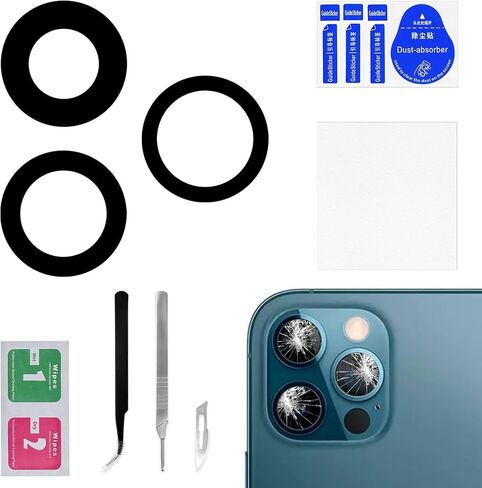 for iPhone 12 Pro OEM Rear Camera Lens Replacement with Dual-Sided Adhesive for iPhone 12PRO Back Camera Glass Lens with Fix Tool Repair Kit Tweezers A2341 A2406 A2407 A2408 in Saudi Arabia