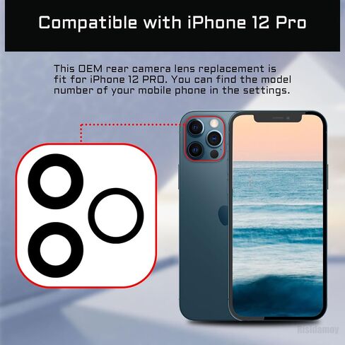 for iPhone 12 Pro OEM Rear Camera Lens Replacement with Dual-Sided Adhesive for iPhone 12PRO Back Camera Glass Lens with Fix Tool Repair Kit Tweezers A2341 A2406 A2407 A2408 in Saudi Arabia