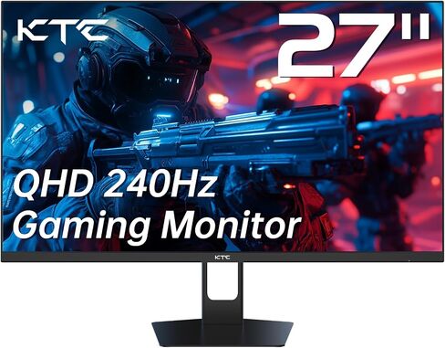 شاشة ألعاب KTC مقاس 27 بوصة QHD، شاشة ألعاب كمبيوتر 180 هرتز 1 مللي ثانية GTG Fast IPS 2K، شاشة بدون إطار بدقة 1440 بكسل HDR مع مزامنة تكيفية، تعديل الإمالة، متوافق مع VESA، العناية بالعين، DisplayPort HDMI، H27T22S in Kuwait