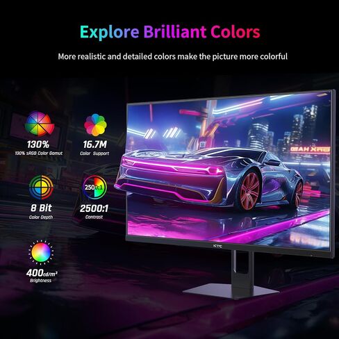 شاشة ألعاب KTC مقاس 27 بوصة QHD، شاشة ألعاب كمبيوتر 180 هرتز 1 مللي ثانية GTG Fast IPS 2K، شاشة بدون إطار بدقة 1440 بكسل HDR مع مزامنة تكيفية، تعديل الإمالة، متوافق مع VESA، العناية بالعين، DisplayPort HDMI، H27T22S in Kuwait