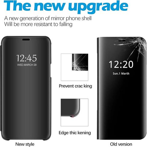 Compatible with Samsung Galaxy S20 Ultra Case Flip Leather Cover Clear S-View Mirror Shockproof Cover with Kickstand Anti-Scratch Protective Phone Cases Cover for Samsung S20 Ultra in Saudi Arabia