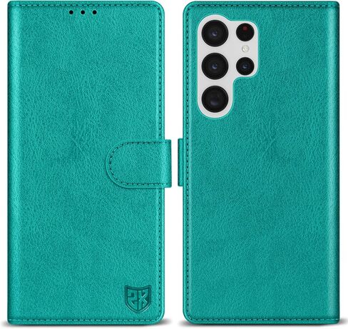 ZZXX for Samsung Galaxy S22 Ultra Wallet Case with [RFID Blocking] Card Slot Kickstand Magnetic Closure Leather Flip Fold Protective Phone Case for Galaxy S22 Ultra 5G Case Wallet(Lake Blue-6.8 inch) in Saudi Arabia