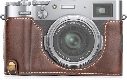 MUZIRI KINOKOO PU Leather Fuji X100VI Case, Protective Half Case Compatible for Fujifilm X100VI Camera Easy Carrying X100VI Case- with Opening Bottom and Hand Grip Design - Coffee in Saudi Arabia