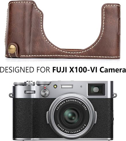 MUZIRI KINOKOO PU Leather Fuji X100VI Case, Protective Half Case Compatible for Fujifilm X100VI Camera Easy Carrying X100VI Case- with Opening Bottom and Hand Grip Design - Coffee in Saudi Arabia