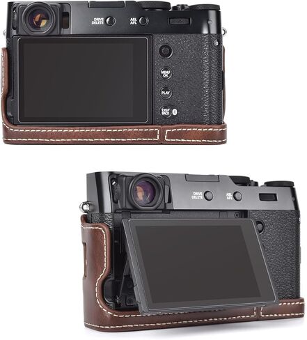 MUZIRI KINOKOO PU Leather Fuji X100VI Case, Protective Half Case Compatible for Fujifilm X100VI Camera Easy Carrying X100VI Case- with Opening Bottom and Hand Grip Design - Coffee in Saudi Arabia