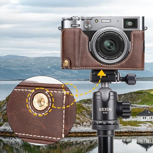 MUZIRI KINOKOO PU Leather Fuji X100VI Case, Protective Half Case Compatible for Fujifilm X100VI Camera Easy Carrying X100VI Case- with Opening Bottom and Hand Grip Design - Coffee in Saudi Arabia