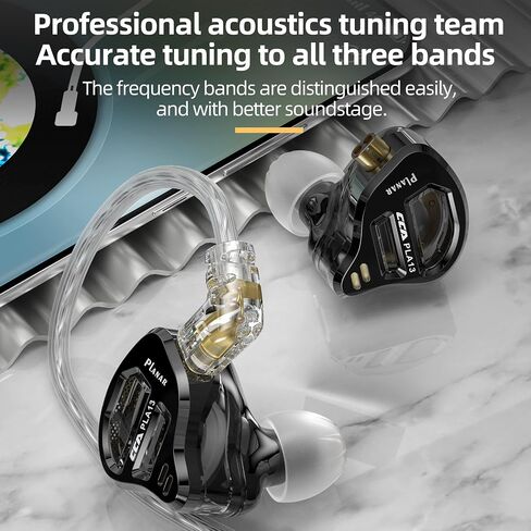 سماعات أذن CCA PLA13 Planar Drivers داخل الأذن، سماعات أذن Bassy لشاشة CCA داخل الأذن، iem HIFI سماعات أذن سلكية لعشاق Audiphile (أسود، مع ميكروفون) in Saudi Arabia