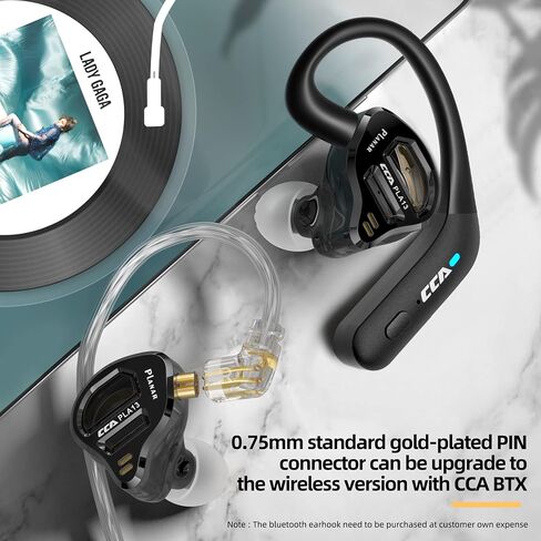 سماعات أذن CCA PLA13 Planar Drivers داخل الأذن، سماعات أذن Bassy لشاشة CCA داخل الأذن، iem HIFI سماعات أذن سلكية لعشاق Audiphile (أسود، مع ميكروفون) in Saudi Arabia