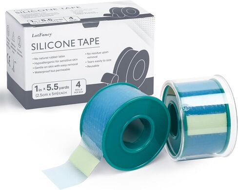 LotFancy Medical Silicone Tape, 2Rolls 1"×5.5 Yds, Waterproof Adhesive Surgical Tape, Soft Skin Tape for Surgery First Aid, Wound, Bandage and Sensitive Skin in Saudi Arabia