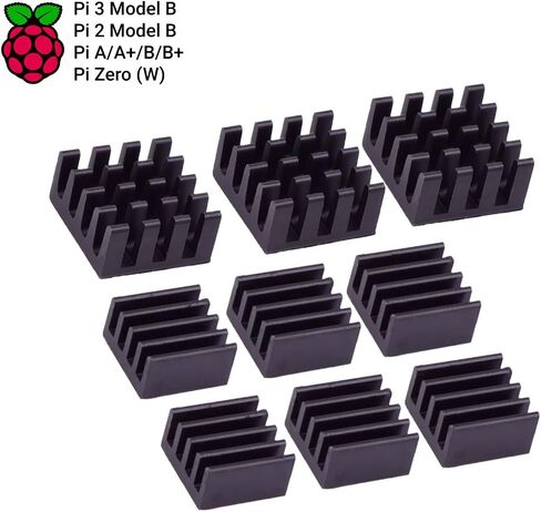Aluminium Heatsink Kit for Pi Zero Heat Sink Cooler with ahesive Tape 11mm x 11mm x 5mm - 3 Pack - Silver in Saudi Arabia