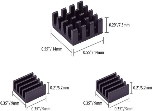 Aluminium Heatsink Kit for Pi Zero Heat Sink Cooler with ahesive Tape 11mm x 11mm x 5mm - 3 Pack - Silver in Saudi Arabia