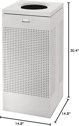 Rubbermaid Commercial Products Silhouettes Trash Can, 20-Gallon, Black, Steel Modern Look, Heavy Gauge Garbage Can/Waste Basket for Outdoor/Indoor Spaces in Saudi Arabia