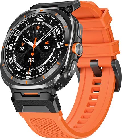Compatible with Samsung Galaxy Watch Ultra Bands Women Men, Sturdy Stainless Steel Metal Connector Widened Silicone Strap for Samsung Galaxy Watch 7 Ultra 47mm in Saudi Arabia