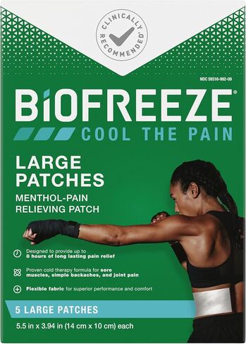 Biofreeze Menthol Overnight Pain Relief Patches (4 Per Box) -Topical Analgesic Pain Relief for Sore Muscles, Arthritis, Backache, Strains, Bruises, Sprains and Joint Pain (Package May Vary) in Kuwait
