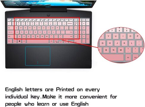 غطاء لوحة المفاتيح HRH لجهاز Dell Inspiron 15 3000 5000 Series /G3 15 17 Series/Inspiron G7 7786 7790 /Dell Inspiron 3583 3593 3558 3580 5570 5558 5559 7559 7567 غطاء لوحة المفاتيح، وردي فاتح in Saudi Arabia