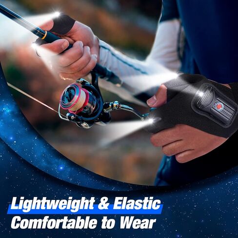 LED Flashlight Gloves, Waterproof, Rechargeable, Adjustable, Black, Battery Powered in Saudi Arabia