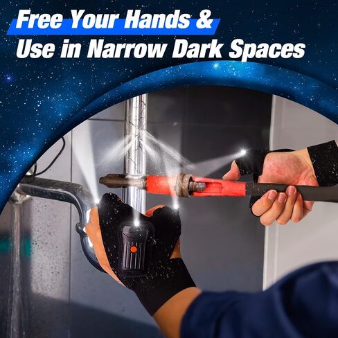 LED Flashlight Gloves, Waterproof, Rechargeable, Adjustable, Black, Battery Powered in Saudi Arabia