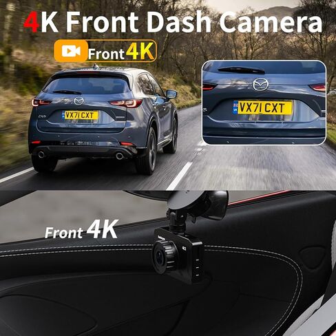 كاميرا داش كام أمامية 4K، كاميرا داش واي فاي للسيارات مع بطاقة SD سعة 64 جيجابايت، كاميرا WANLIPO Dashcam رؤية واسعة 170 درجة، كاميرا سيارة لاسلكية مع شاشة IPS 3 بوصة، مستشعر G، تسجيل حلقي، شاشة وقوف السيارات 24 ساعة، رؤية ليلية in Kuwait