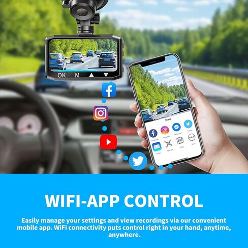 كاميرا داش كام أمامية 4K، كاميرا داش واي فاي للسيارات مع بطاقة SD سعة 64 جيجابايت، كاميرا WANLIPO Dashcam رؤية واسعة 170 درجة، كاميرا سيارة لاسلكية مع شاشة IPS 3 بوصة، مستشعر G، تسجيل حلقي، شاشة وقوف السيارات 24 ساعة، رؤية ليلية in Kuwait