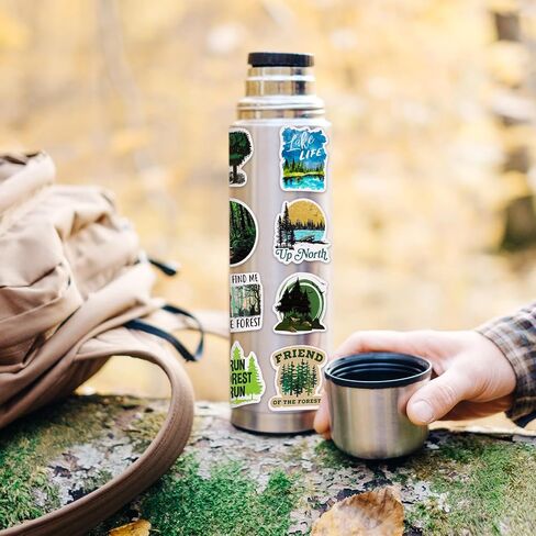Zonon 100pcs Green Forest Stickers Waterproof Mountain Decals Vinyl Sticker Decals Tree Camping Hiking Natural Outdoor Stickers for Water Bottles Laptop Phone Skateboard Forest Animal Stickers in Saudi Arabia