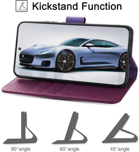 for Samsung Galaxy S22 Ultra 5G 6.8" Wallet Case,[RFID Blocking] Cowhide Genuine Leather Flip Folio Book Cover Credit Card Holder [Kickstand Function] (Wine Red) in Saudi Arabia
