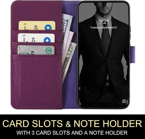 for Samsung Galaxy S22 Ultra 5G 6.8" Wallet Case,[RFID Blocking] Cowhide Genuine Leather Flip Folio Book Cover Credit Card Holder [Kickstand Function] (Wine Red) in Saudi Arabia