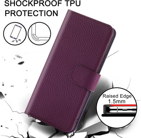 for Samsung Galaxy S22 Ultra 5G 6.8" Wallet Case,[RFID Blocking] Cowhide Genuine Leather Flip Folio Book Cover Credit Card Holder [Kickstand Function] (Wine Red) in Saudi Arabia