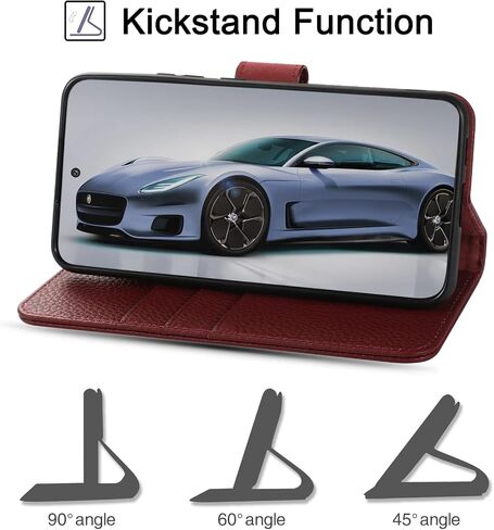 for Samsung Galaxy S22 Ultra 5G 6.8" Wallet Case,[RFID Blocking] Cowhide Genuine Leather Flip Folio Book Cover Credit Card Holder [Kickstand Function] (Wine Red) in Saudi Arabia
