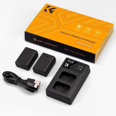 K&F CONCEPT NP-FZ100 2280mAH Battery and Dual Slot Charger Set for Sony A7iii, A7iv, A7C, A6700, A6600, ZV-E1, ZV-E10ii, FX3, FX30, A9, Alpha 9, Alpha 9S, A9S, A7R3, A7R4 Camera Batteries in Saudi Arabia