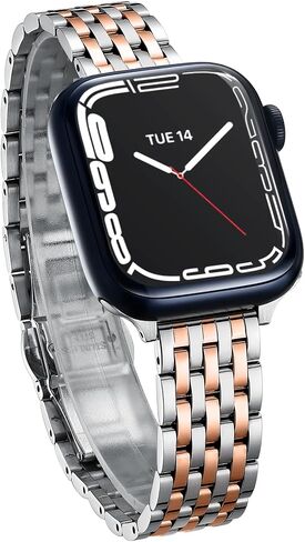 Thin & Feminine Bands for Apple Watch 10 9 8 7 6 5 4 3 2 1, Dressy Metal Watch Bands for Women for Apple Watch 45mm 44mm 42mm 41mm 40mm 38mm in Kuwait