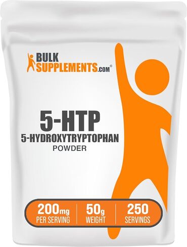 BULKSUPPLEMENTS.COM مسحوق 5-HTP - 5-Hydroxytryptophan، مكمل 5 HTP، 5-HTP 200 مجم - من مستخلص بذور جريفونيا - خالي من الغلوتين، 200 مجم من مكمل HTP5 لكل وجبة، 50 جم (1.8 أونصة) in Kuwait