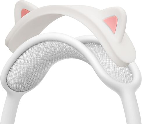 kwmobile Cat Ear Headphone Cover Compatible with Apple AirPods Max Headphones - Silicone Headband Covers - Cute Gaming Accessories - White/Dark Pink in Saudi Arabia