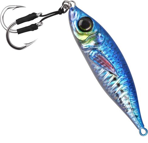 Slow Pitch Jigs 80g 120g 150g 200g Saltwater Fishing Lures 3D Colors Lead Fish Sinking Metal Jigs Jigging Lures with Butterfly Assist Hooks for Saltwater Sea Fishing Tuna Kingfish in Kuwait