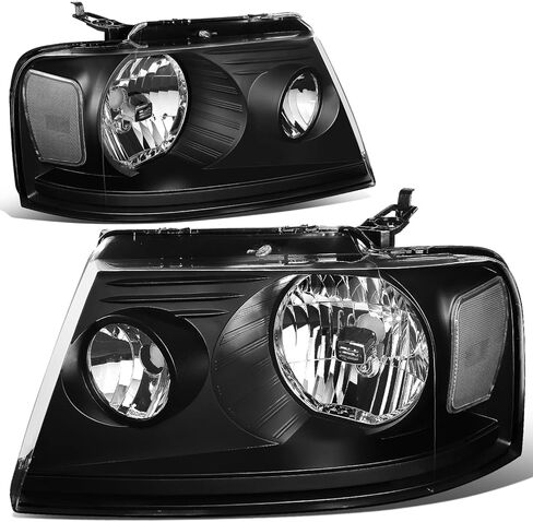 DNA MOTORING Pair OE Style Headlights Compatible with 04-08 F150 / 2006 Mark LT, Black Housing/Smoked Lens/Clear Reflector, HL-OH-F15004-BK-SM-CL1 in Kuwait