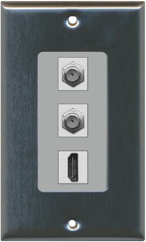 RiteAV - 1 Port HDMI 2 Port Coax Cable TV- F-Type Decorative Wall Plate - White in Saudi Arabia