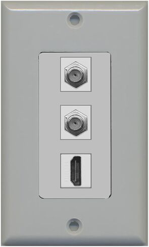 RiteAV - 1 Port HDMI 2 Port Coax Cable TV- F-Type Decorative Wall Plate - White in Saudi Arabia