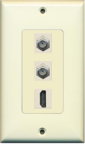 RiteAV - 1 Port HDMI 2 Port Coax Cable TV- F-Type Decorative Wall Plate - White in Saudi Arabia