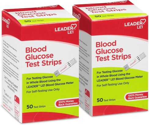 LEADER Blood Glucose Test Strips for Diabetes, No-Coding, Fast, Accurate Results, Use with LEADER Blood Sugar Monitoring System, 25 Diabetic Test Strips in Kuwait