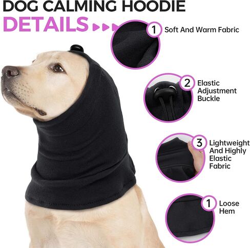 Bonaweite Dog Calming Hoodie Ear Wraps for Dogs, Dog Noise Cancelling Ear Muffs, Dog Head Warp Anxiety Relief Noise Protection, Dog Hematoma Ear Wrap, Dog Ear Covers for Bath Drying Grooming in Saudi Arabia