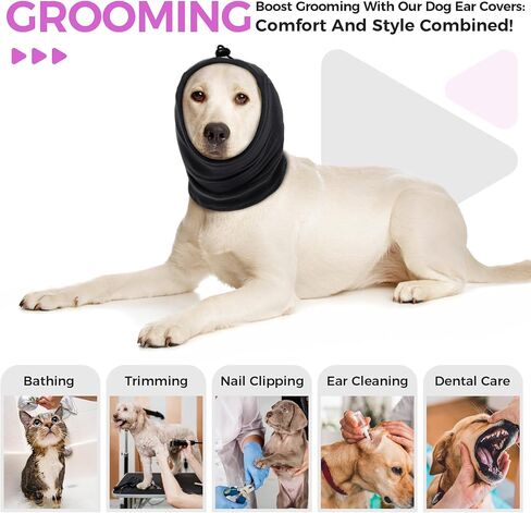 Bonaweite Dog Calming Hoodie Ear Wraps for Dogs, Dog Noise Cancelling Ear Muffs, Dog Head Warp Anxiety Relief Noise Protection, Dog Hematoma Ear Wrap, Dog Ear Covers for Bath Drying Grooming in Saudi Arabia