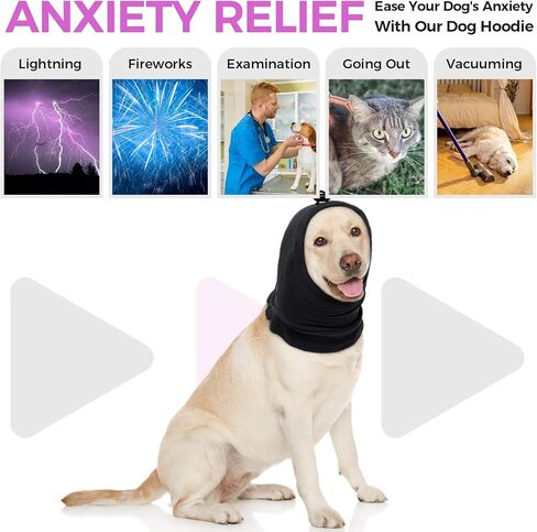 Bonaweite Dog Calming Hoodie Ear Wraps for Dogs, Dog Noise Cancelling Ear Muffs, Dog Head Warp Anxiety Relief Noise Protection, Dog Hematoma Ear Wrap, Dog Ear Covers for Bath Drying Grooming in Saudi Arabia