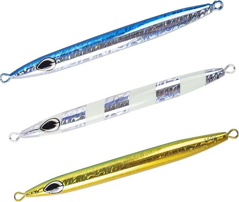 Goture Saltwater Fishing Jigs, Glow Vertical Jigs with Assist Hook Speed Fast Lead Jig Deep Sea Fishing Jigging Spoon Lures 10g-200g for Tuna, Salmon, Sailfish, Striped bass, Grouper Snapper, Kingfish in Saudi Arabia